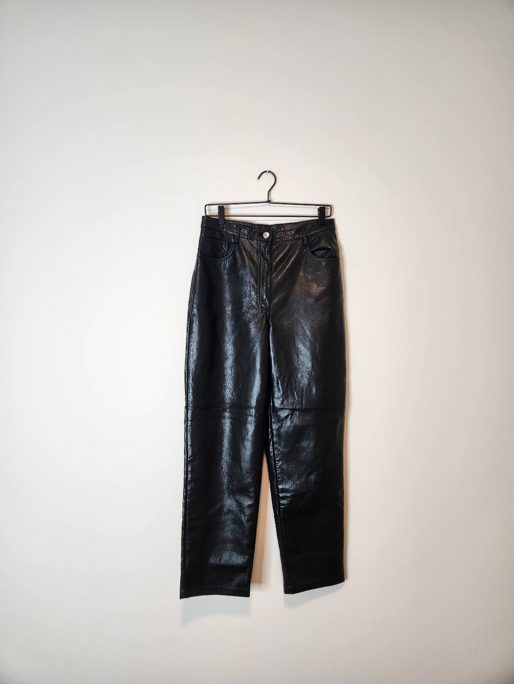 Aritzia Wilfred The Melina Faux Leather Straight Leg Pants In Black Size 14 - Picture 3 of 11